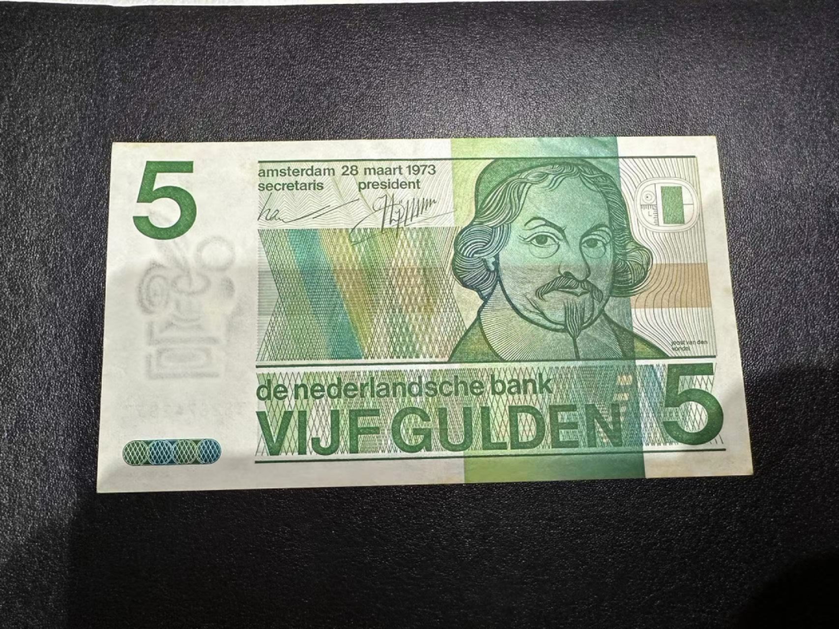 《外钞收藏家》第二百五十九期（连拍第四场） 1973年荷兰人像版5盾 AU品相