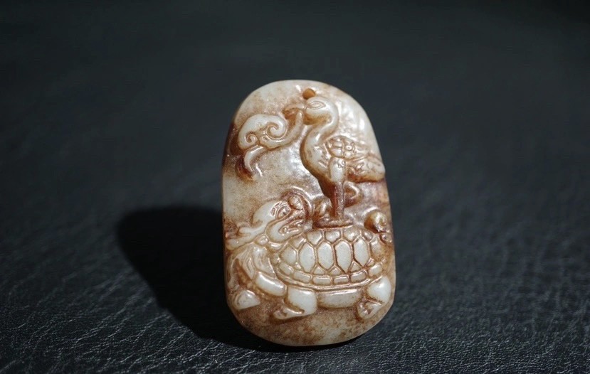 ｜冷门出品｜精选专拍·第贰拾柒场· 明清工老和田玉龟鹤玉牌挂件