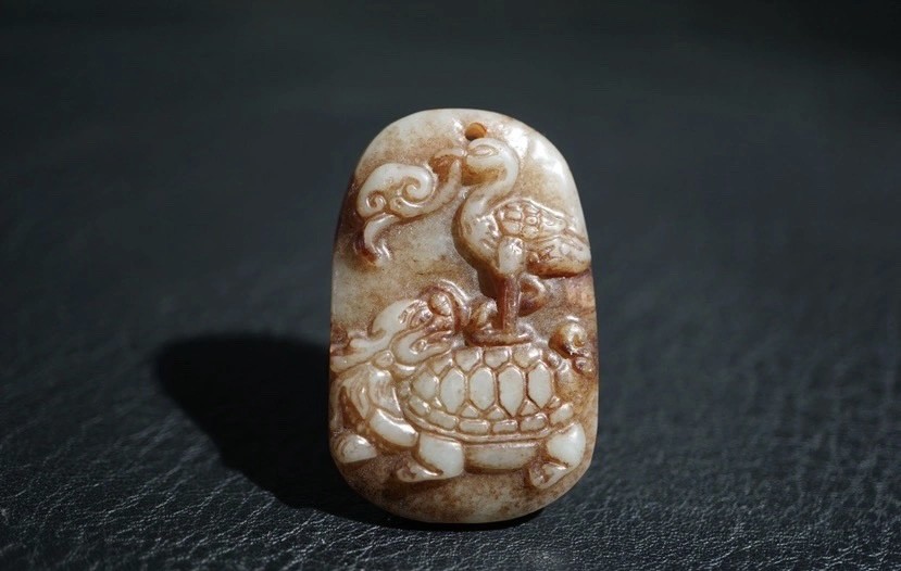 ｜冷门出品｜精选专拍·第贰拾柒场· 明清工老和田玉龟鹤玉牌挂件