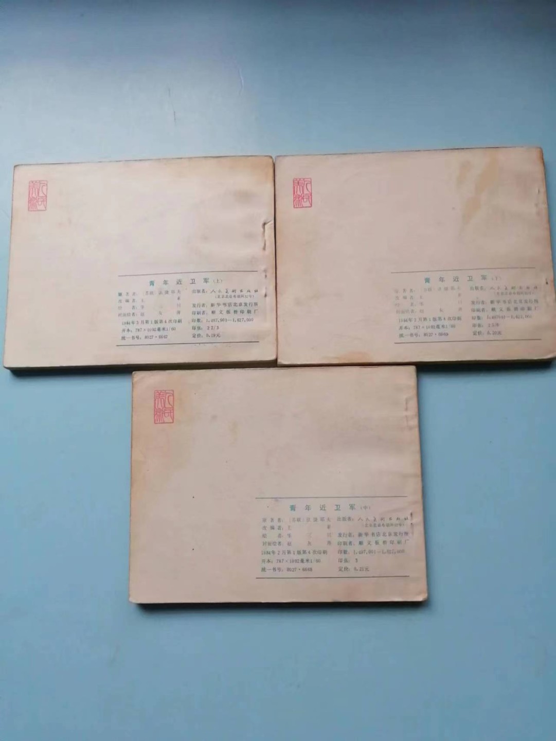 235.【鲸贝乐淘★两拍包邮】三字经·第“玉不琢，不成器”号拍卖 【连环画★小人书】《青年近卫军上中下三本》人民美术出版社，品相如图自定