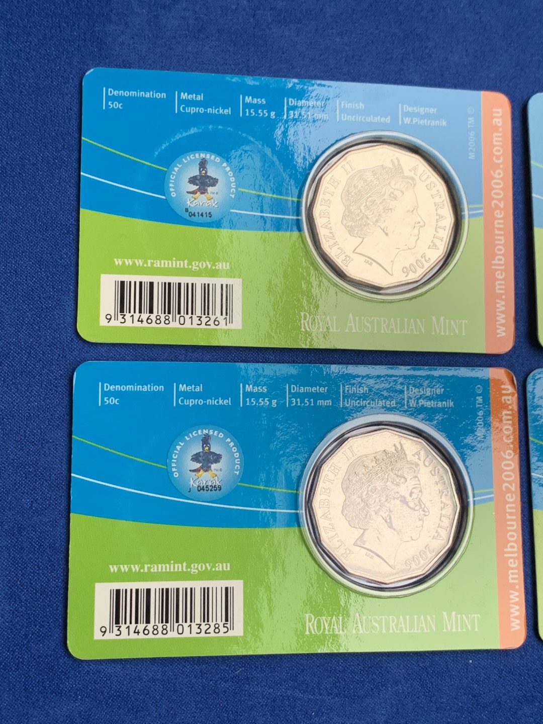 《竞宝斋》第151场-周日，周一，周四 3场 (全场包邮) 四枚一组 卡装 澳大利亚 奥运纪念 50分镍币 不同主题