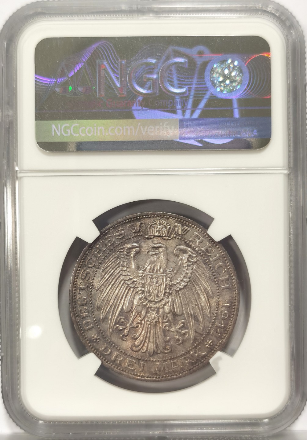 博洋堂世界钱币拍卖第022期（全场包邮） NGC MS65 1911年德国普鲁士布雷斯劳大学3马克纪念银币