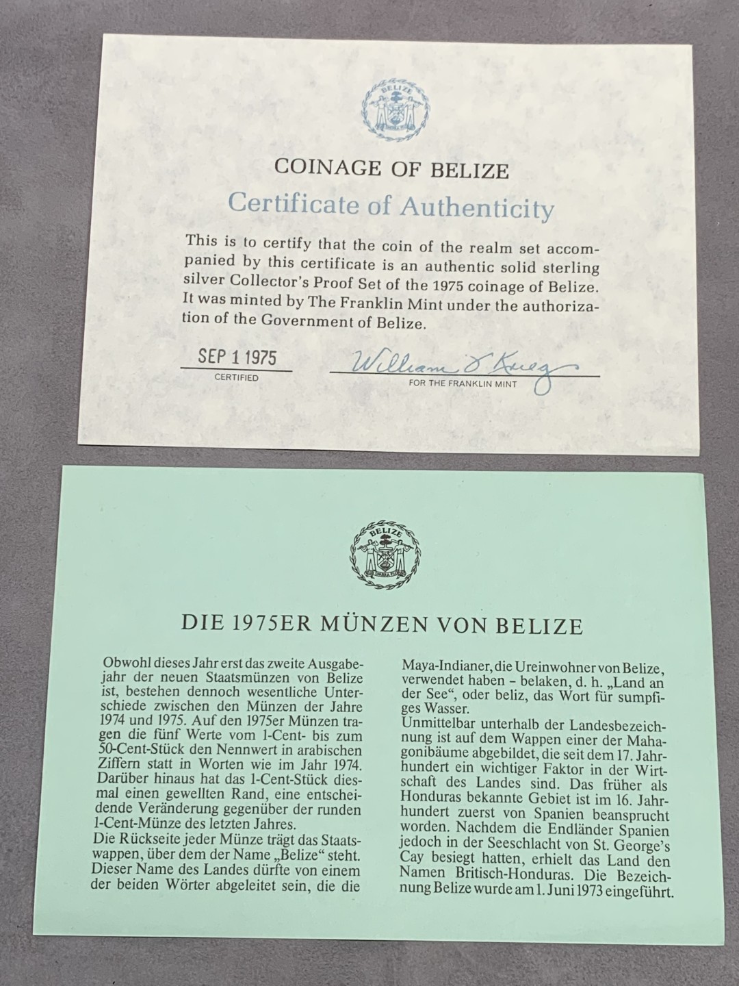 《竞宝斋》第151场-周日，周一，周四 3场 (全场包邮) 原盒 伯利兹1975年 八枚套精制银币 非常漂亮