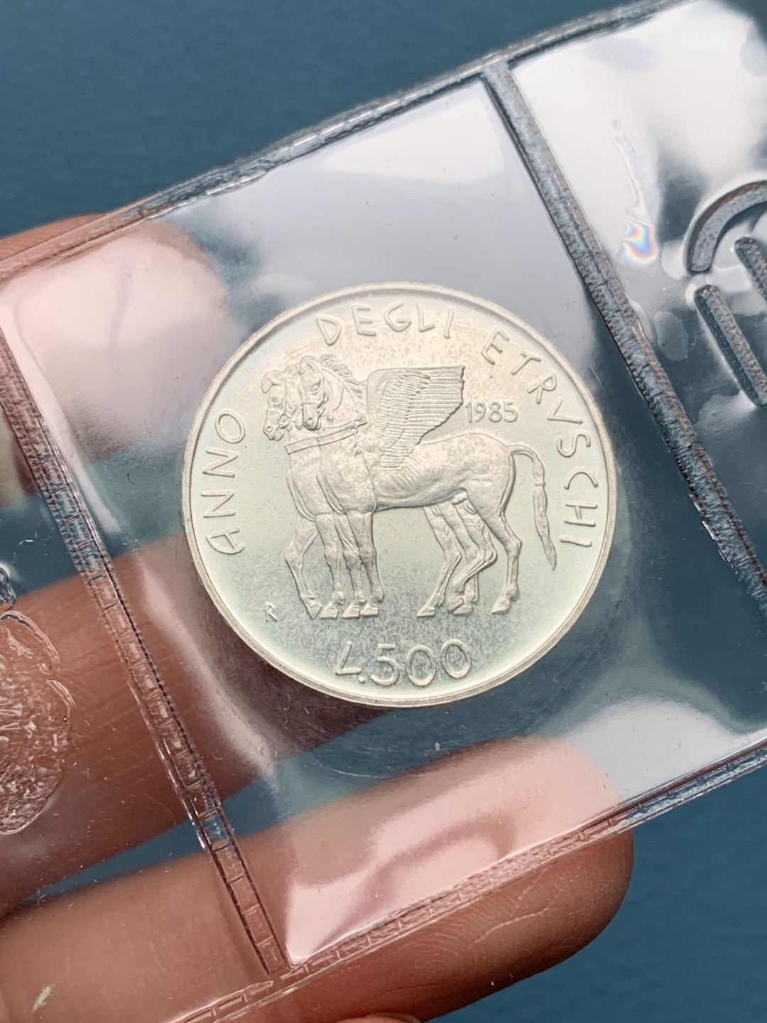 《竞宝斋》第151场-周日，周一，周四 3场 (全场包邮) 意大利1985年 天马 500里拉银币