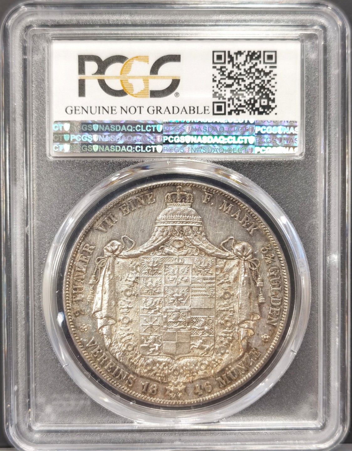 博洋堂世界钱币拍卖第022期（全场包邮） PCGS UNC92  德国1846年普鲁士大窗帘2泰勒 玫瑰包浆漂亮 再送评很有出分可能！
