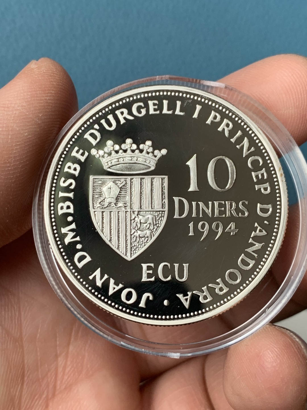 《竞宝斋》第151场-周日，周一，周四 3场 (全场包邮) 原盒 安道尔1993年 地球女神 10第纳尔精制大银币