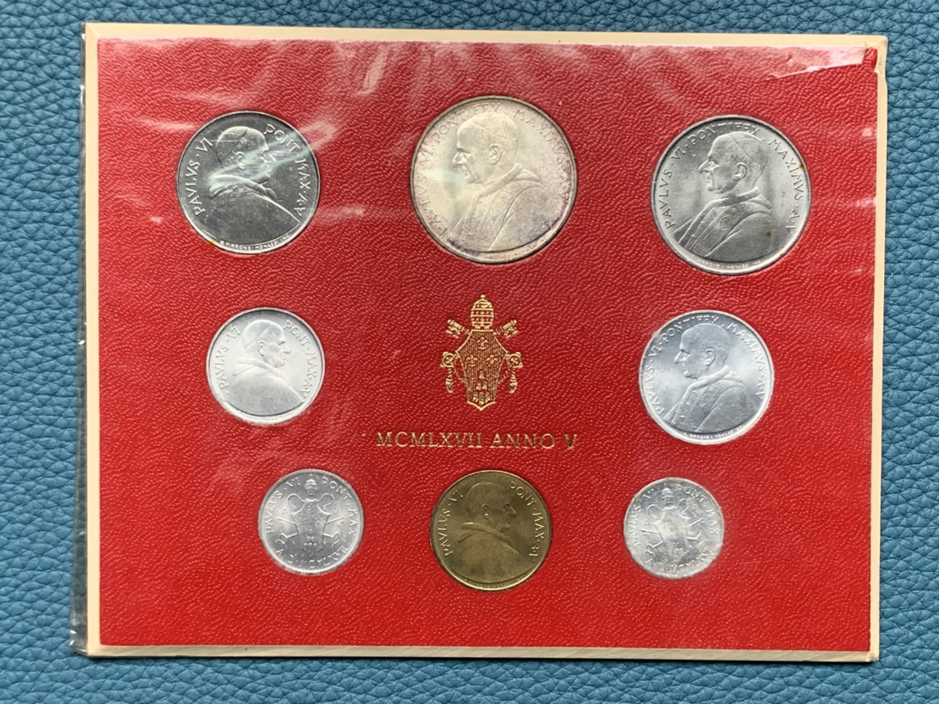 《竞宝斋》第151场-周日，周一，周四 3场 (全场包邮) 卡装 梵蒂冈1967年 八枚套 其中500里拉是银币