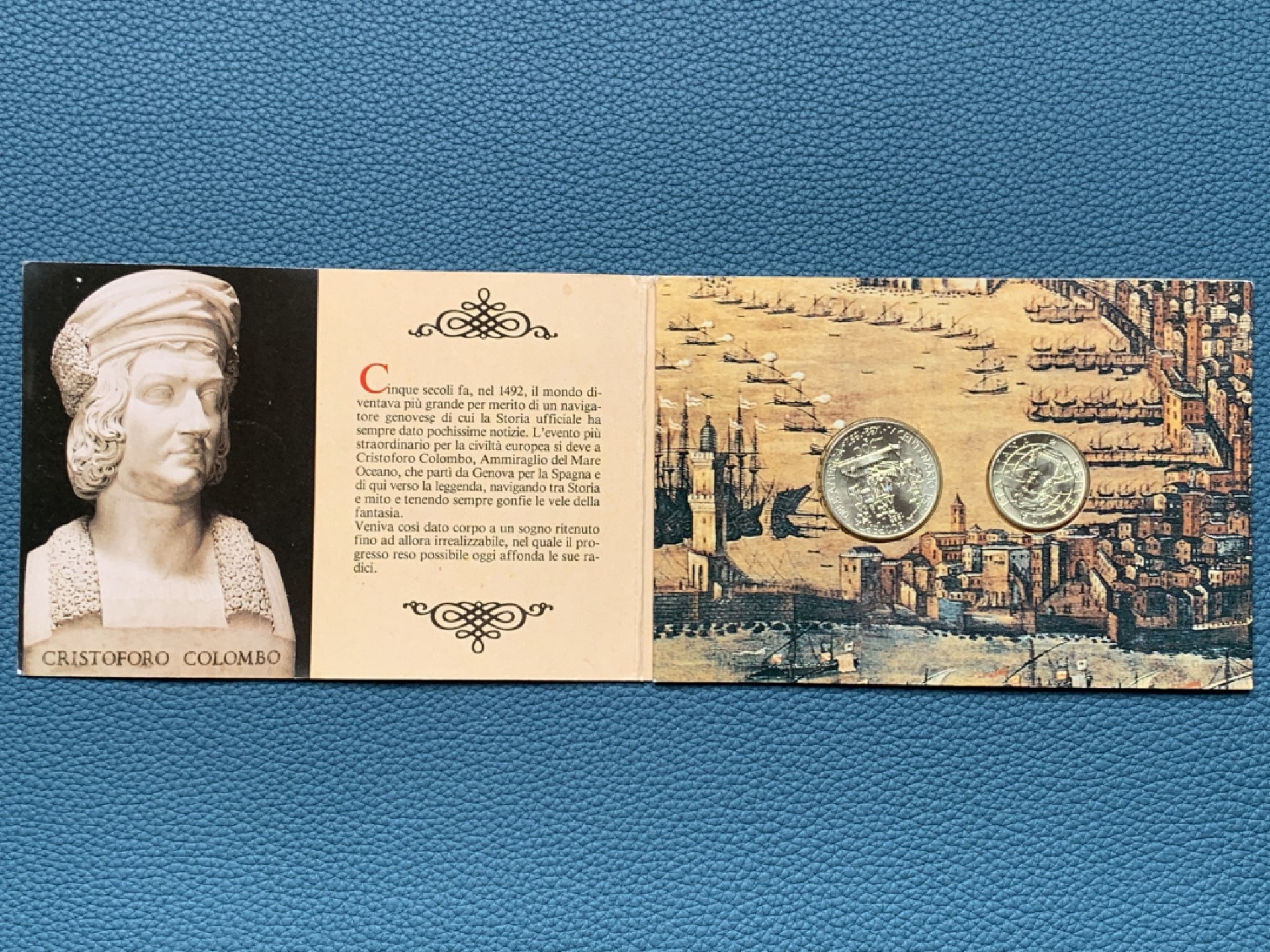 《竞宝斋》第151场-周日，周一，周四 3场 (全场包邮) 意大利1989年，哥伦布纪念卡册，2枚银币