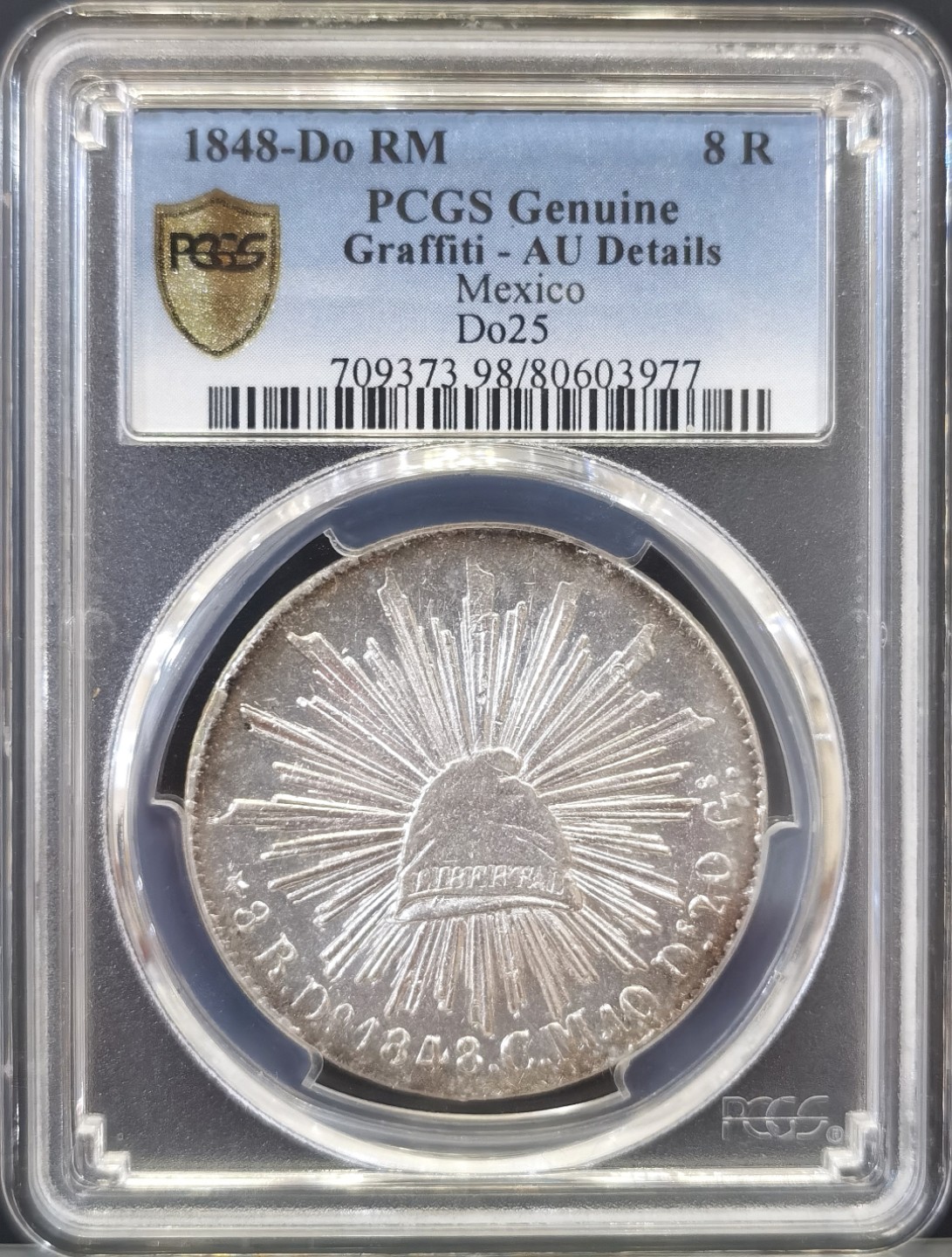 博洋堂世界钱币拍卖第022期（全场包邮） PCGS AU 墨西哥1848年DO CM版花边鹰洋 四-五级鹰 非常少见 海盗书记载该版基本看不到比 VF 更好品相的了，PC错标为DO RM