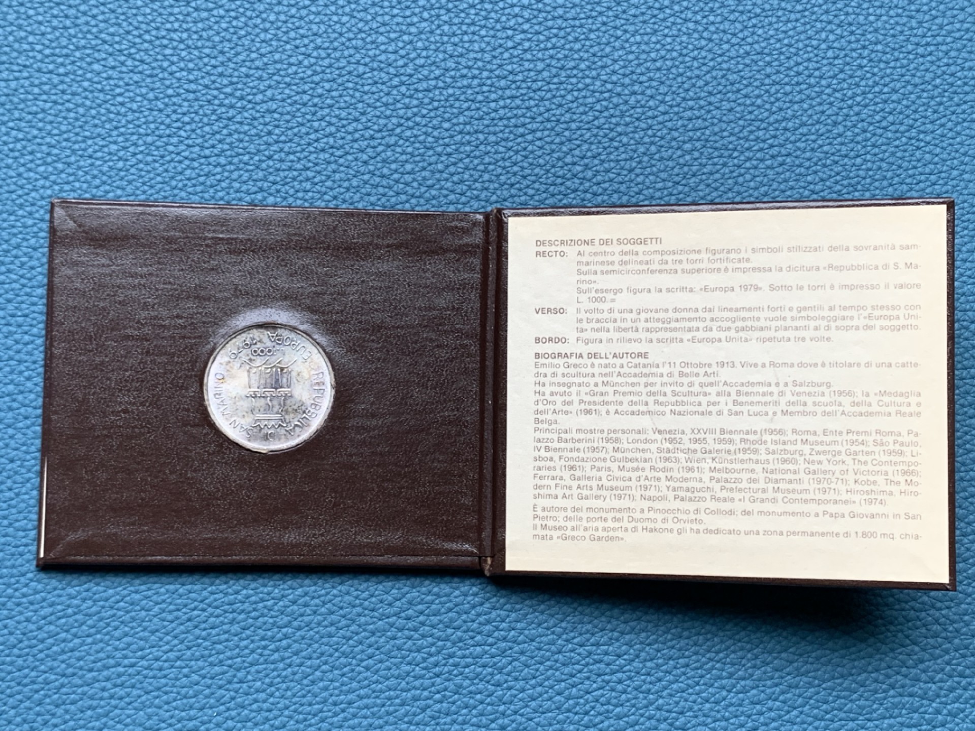 《竞宝斋》第151场-周日，周一，周四 3场 (全场包邮) 卡装 圣马力诺1979年 女神 1000里拉银币 代彩包浆