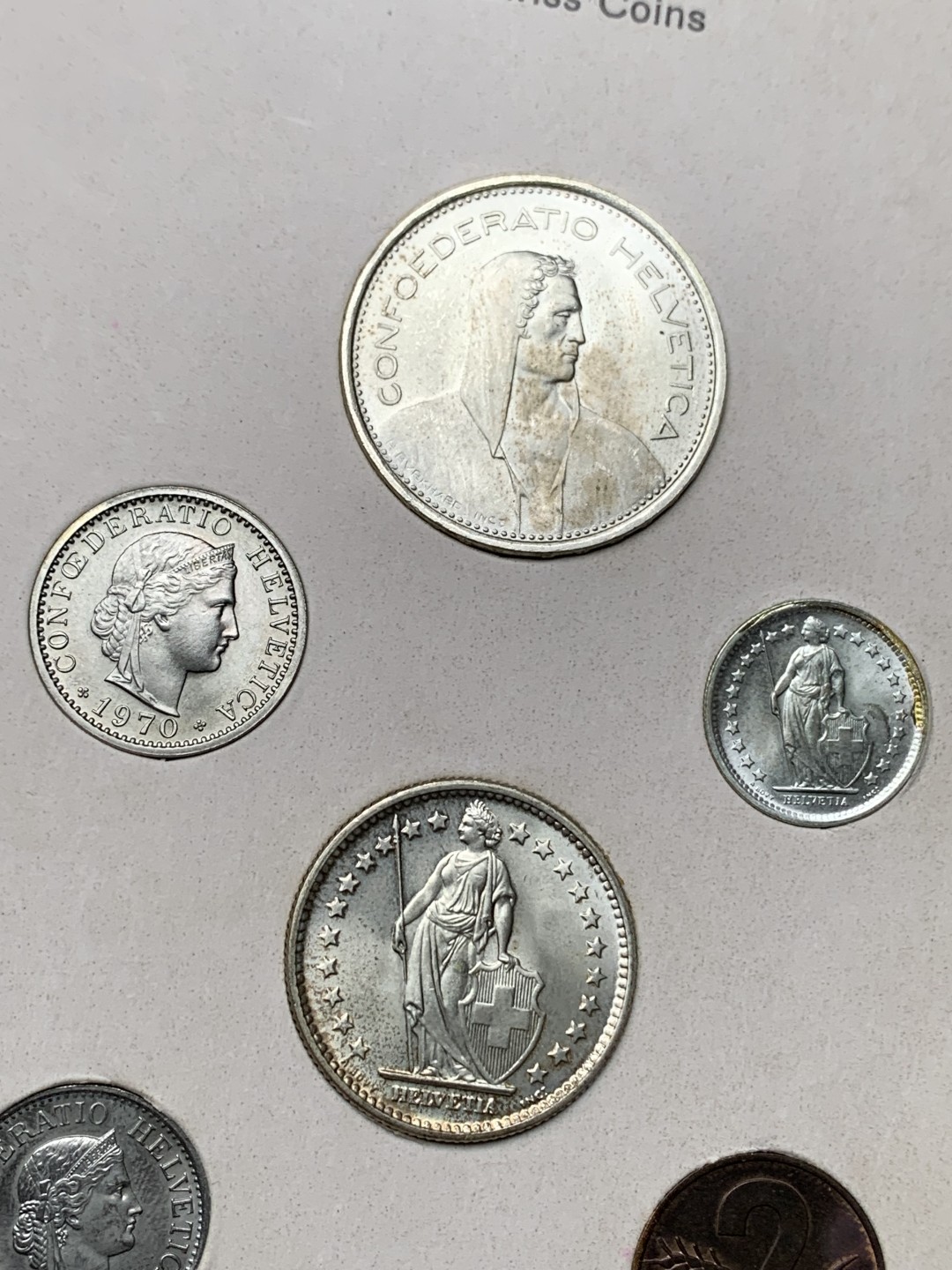 《竞宝斋》第151场-周日，周一，周四 3场 (全场包邮) 卡装 瑞士九枚套 其中0.5/1/2/5法郎是银币  好品细节见图