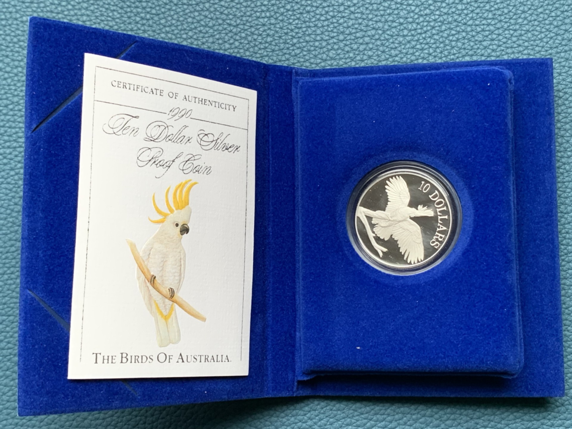 《竞宝斋》第151场-周日，周一，周四 3场 (全场包邮) 原盒 澳大利亚1990年 凤头鹦鹉10元 精制大银币 