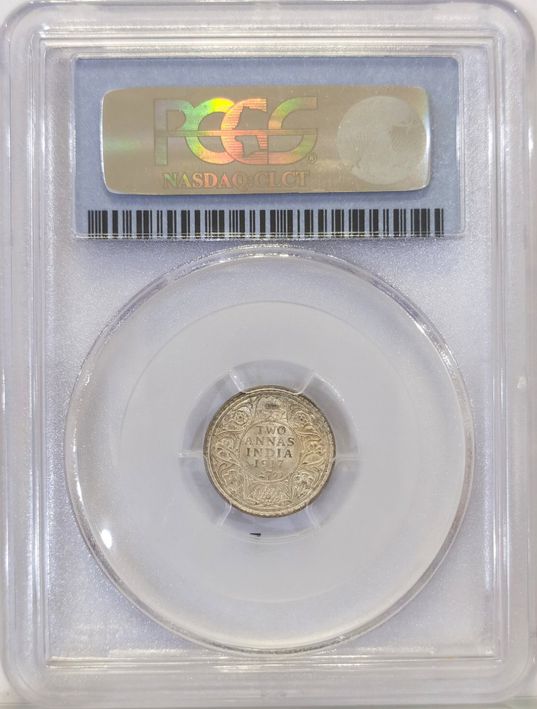博洋堂世界钱币拍卖第022期（全场包邮） PCGS MS64 英属印度1917年C版 乔治五世 2安娜银币 高分配套佳品