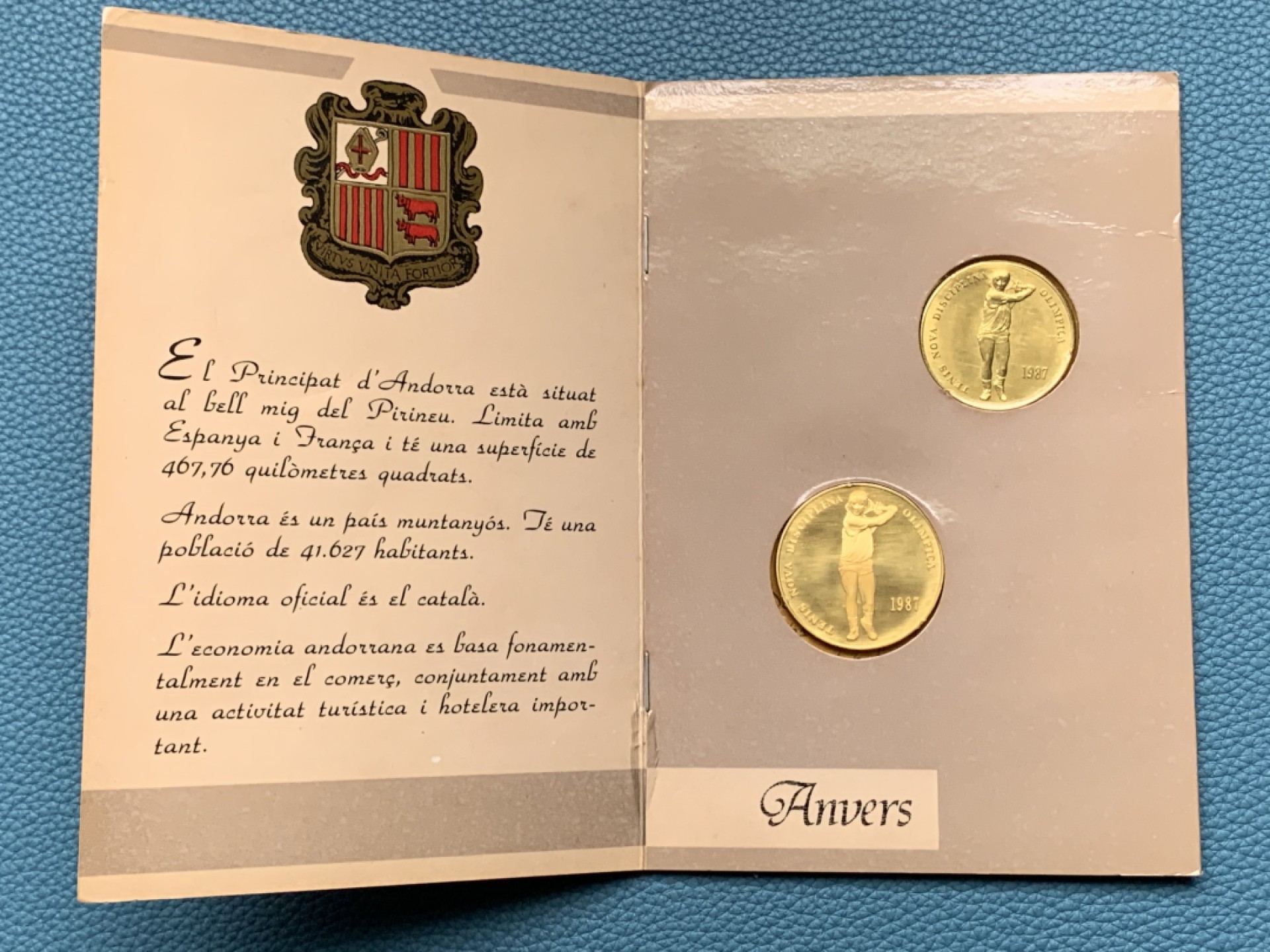 《竞宝斋》第151场-周日，周一，周四 3场 (全场包邮) 卡装 安道尔1987年 网球 2和20第纳尔 其中大个的是银币 16克 90%银