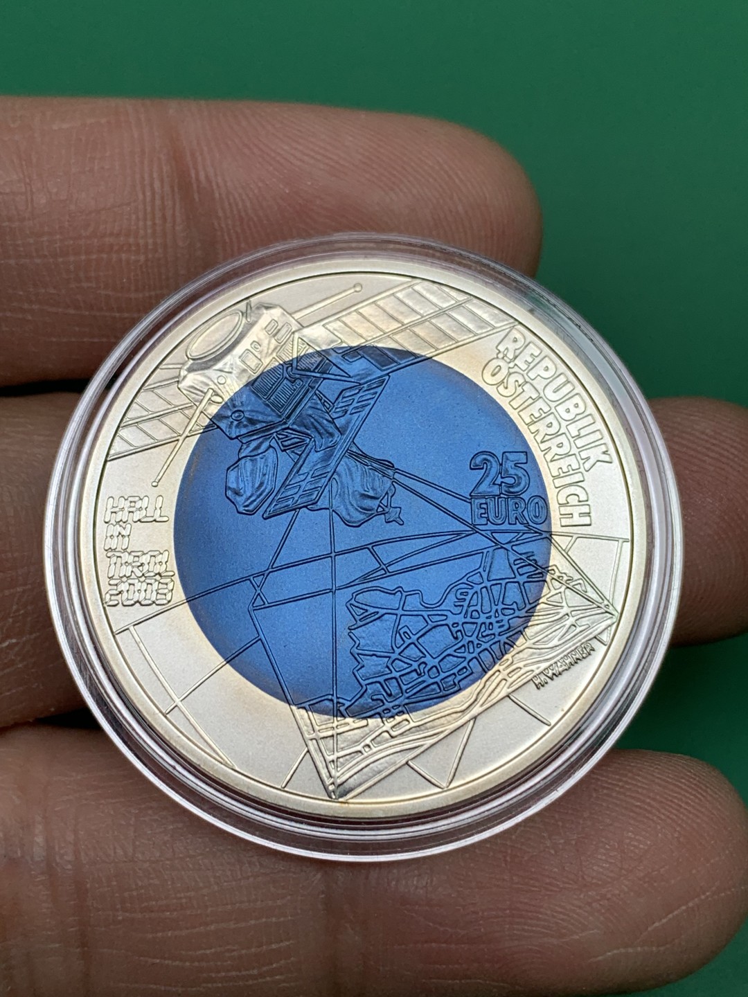 《竞宝斋》第151场-周日，周一，周四 3场 (全场包邮) 原盒证书 奥地利2003年 铌双色纪念币25欧元 非常稀少