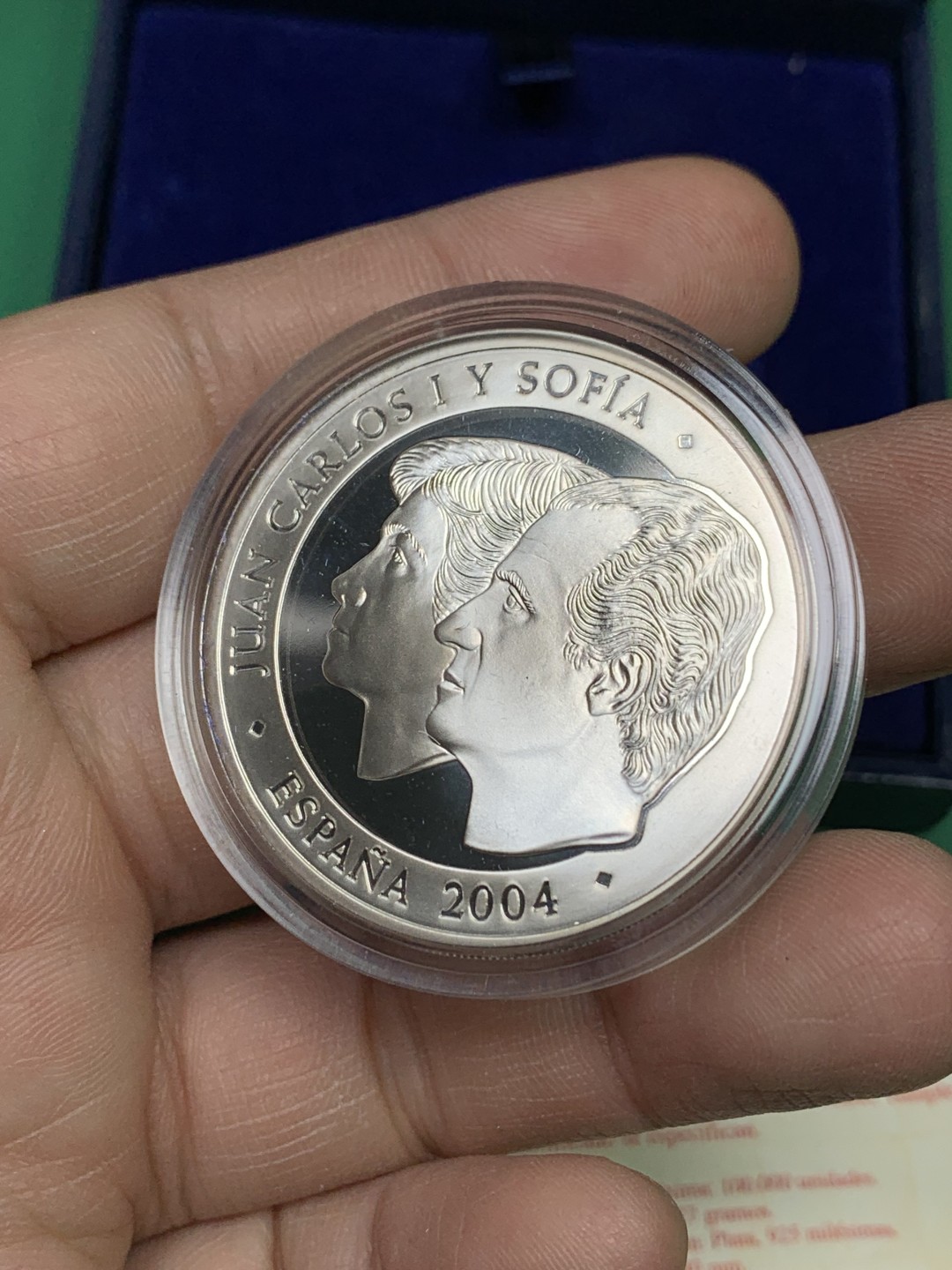 《竞宝斋》第151场-周日，周一，周四 3场 (全场包邮) 原盒 西班牙2004年 费利佩结婚纪念 10欧元精制大银币 27克 92.5%银