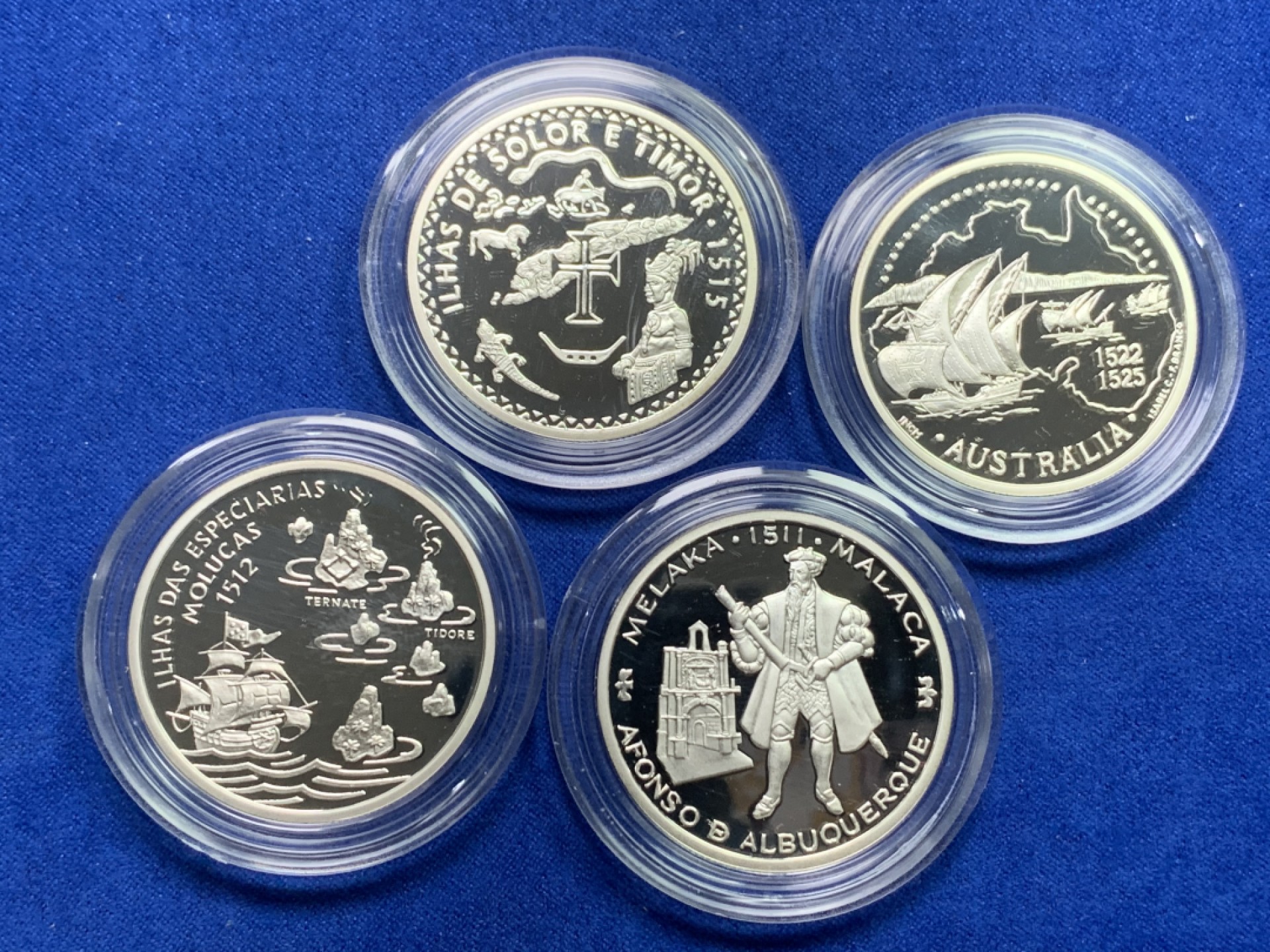 《竞宝斋》第151场-周日，周一，周四 3场 (全场包邮) 原盒 葡萄牙1995年 大航海系列 200埃斯库多 精制大银币 24.5克 四枚一组