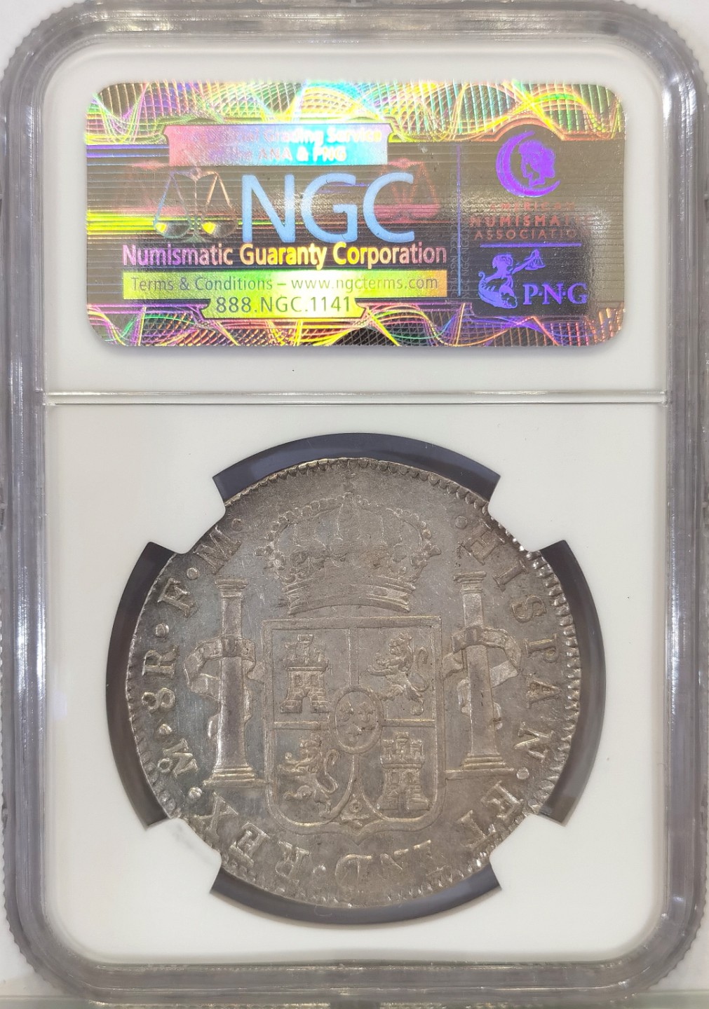 博洋堂世界钱币拍卖第022期（全场包邮） NGC AU55  西属墨西哥1791年卡洛斯四世双柱 8里亚尔 卡四首年 非常稀少珍贵