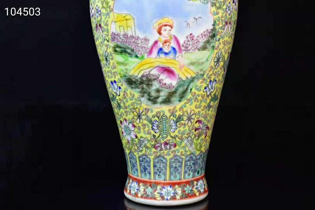 大清雍正珐琅彩人物梅瓶，器型规整精致，画工精细，纯绘画工，，