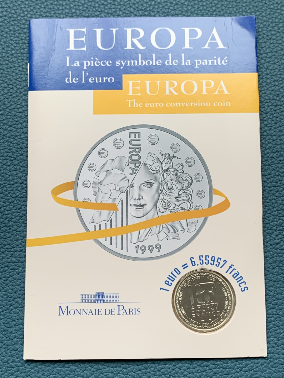 《竞宝斋》第151场-周日，周一，周四 3场 (全场包邮) 卡装 法国 1999年6.55957法郎银币 造币厂封装
