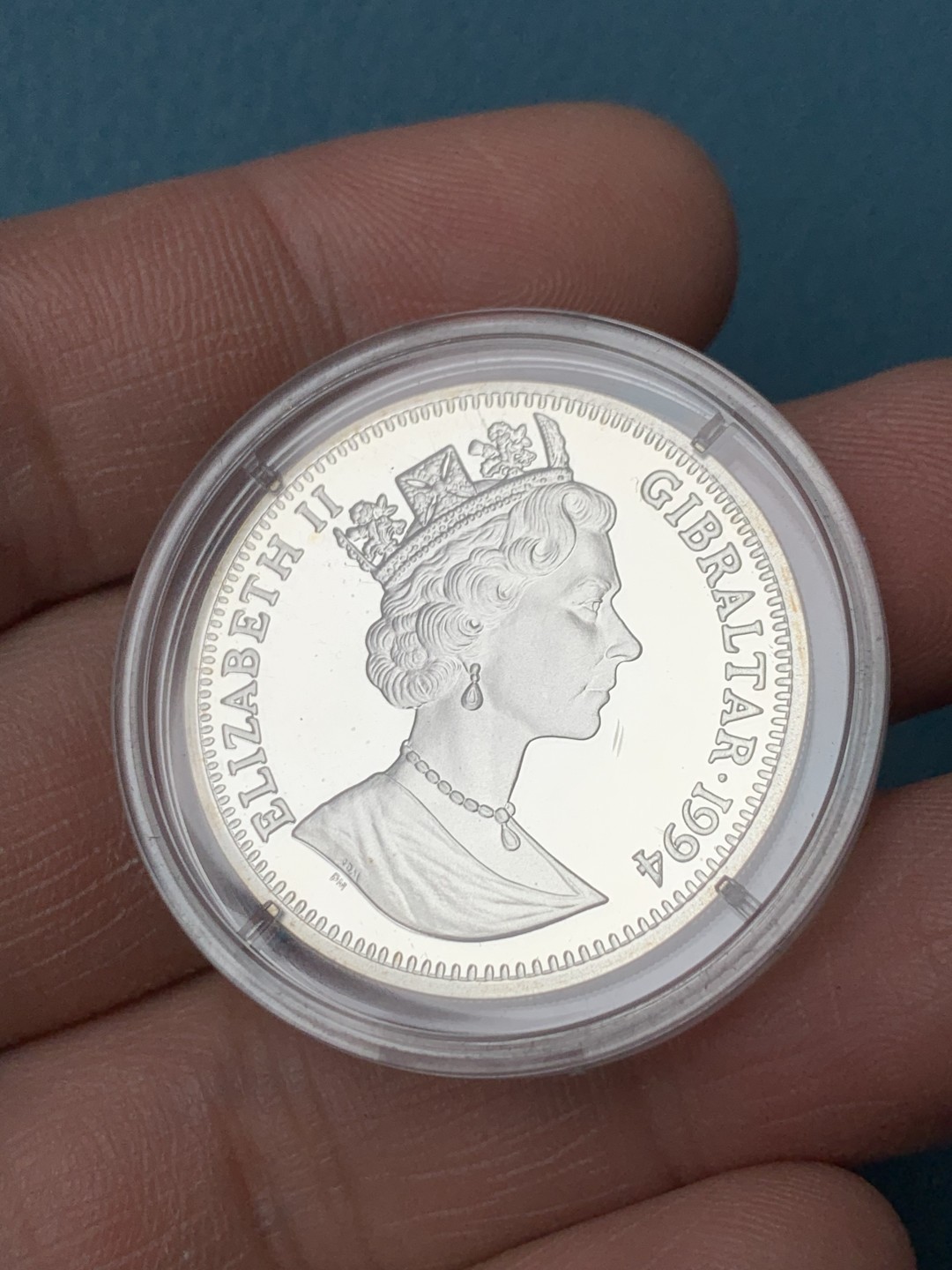 《竞宝斋》第151场-周日，周一，周四 3场 (全场包邮) 直布罗陀1994年 马剑骑士14ECU 精制大银币