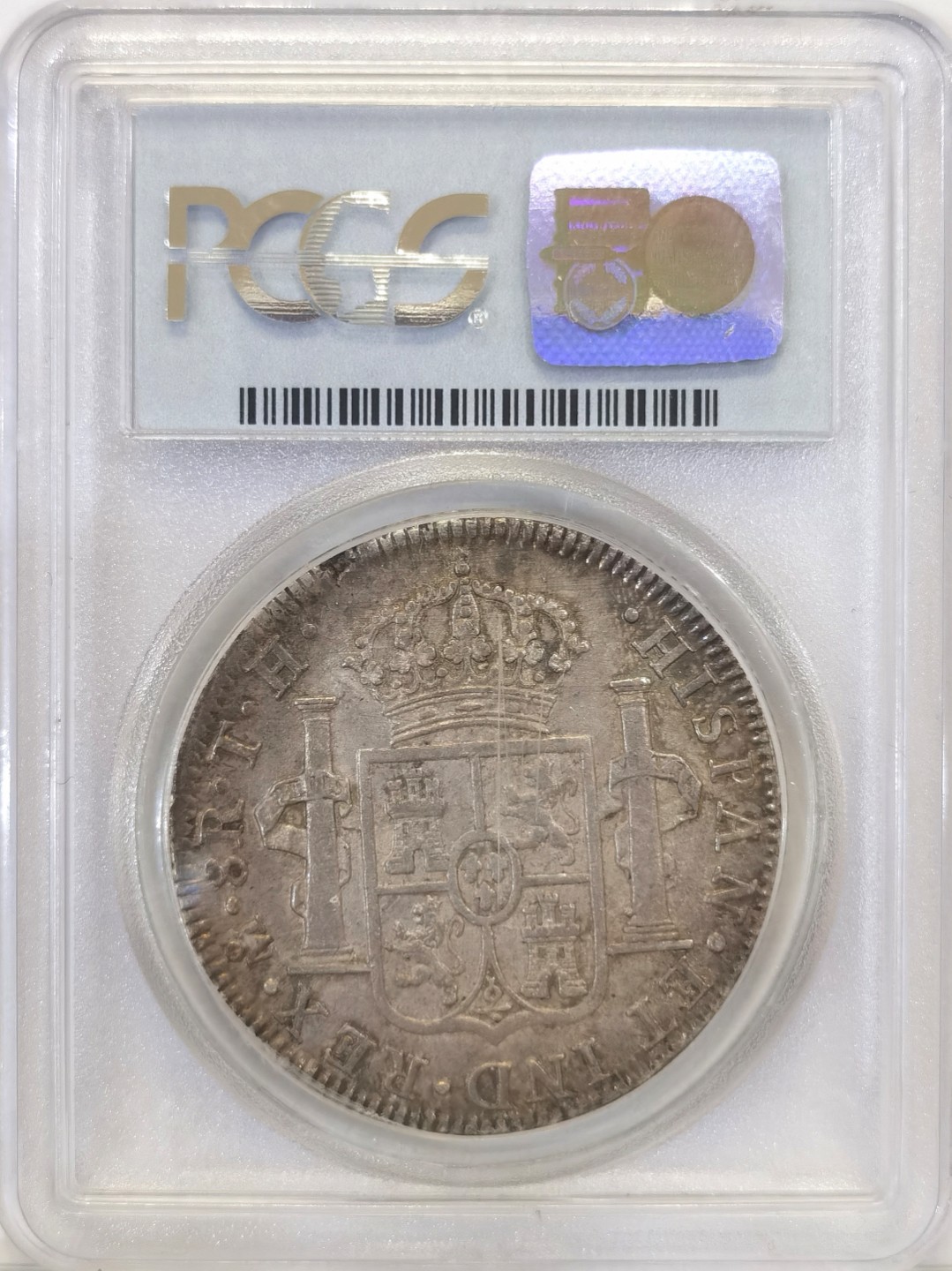 博洋堂世界钱币拍卖第022期（全场包邮） PCGS AU55  西属墨西哥1805年卡洛斯四世双柱 8里亚尔 低估品种 收藏性价比高