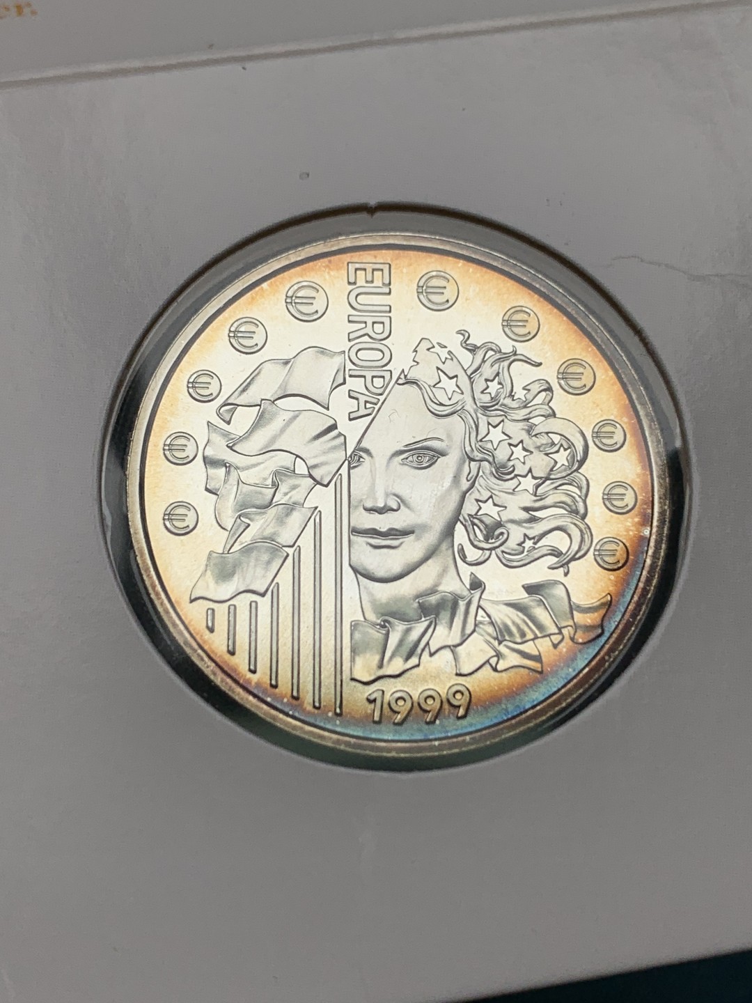 《竞宝斋》第151场-周日，周一，周四 3场 (全场包邮) 卡装 法国 1999年6.55957法郎银币 造币厂封装