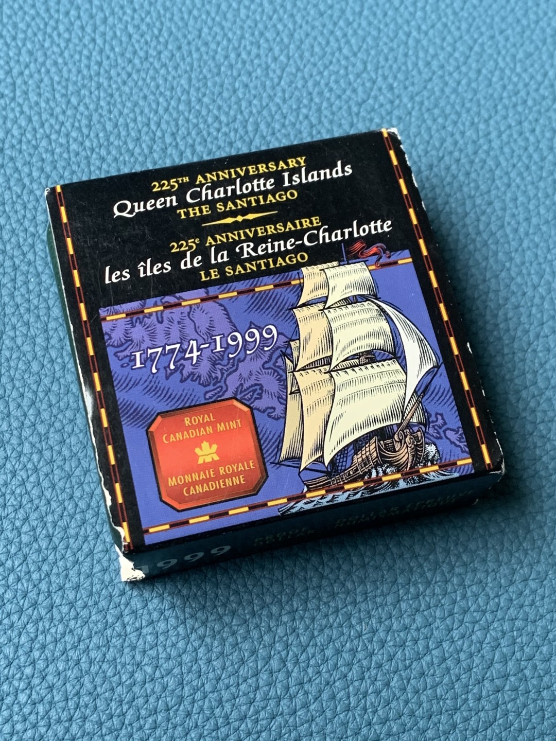 《竞宝斋》第151场-周日，周一，周四 3场 (全场包邮) 原盒 加拿大1999年 大帆船1元 精制大银币