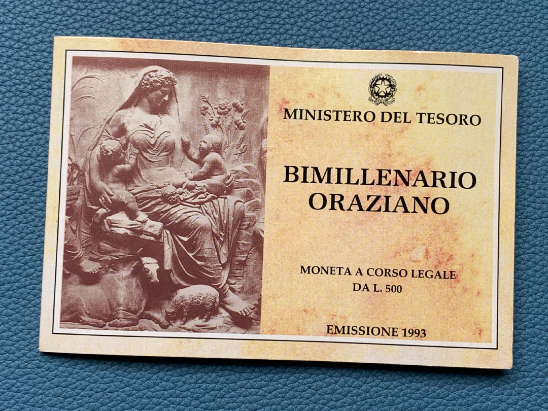 《竞宝斋》第151场-周日，周一，周四 3场 (全场包邮) 意大利1993年，赫拉斯500里拉纪念银币，原册自带说明