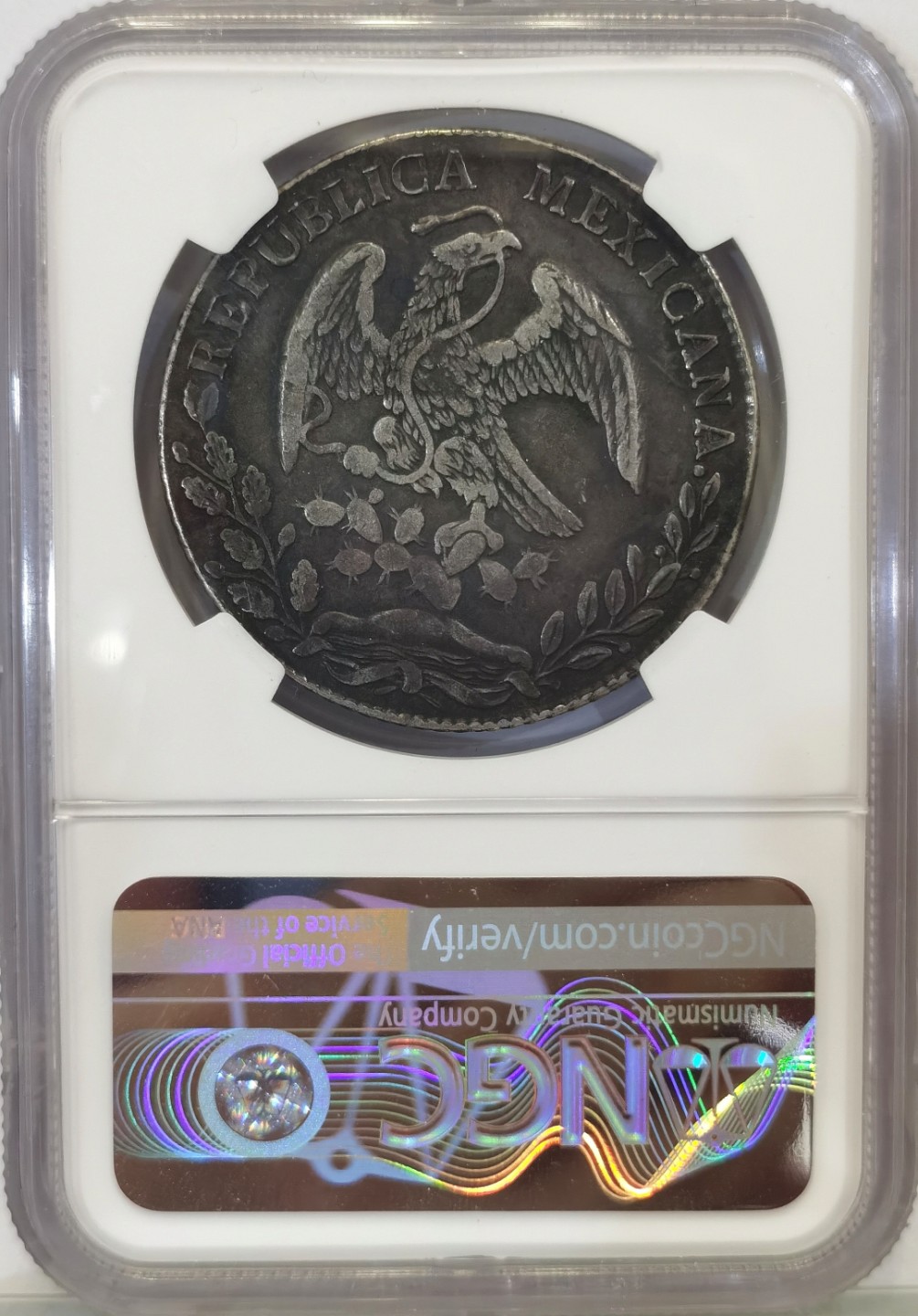 博洋堂世界钱币拍卖第022期（全场包邮） NGC XF 墨西哥1877年MO MH版花边鹰洋 原味黑彩 状态一流