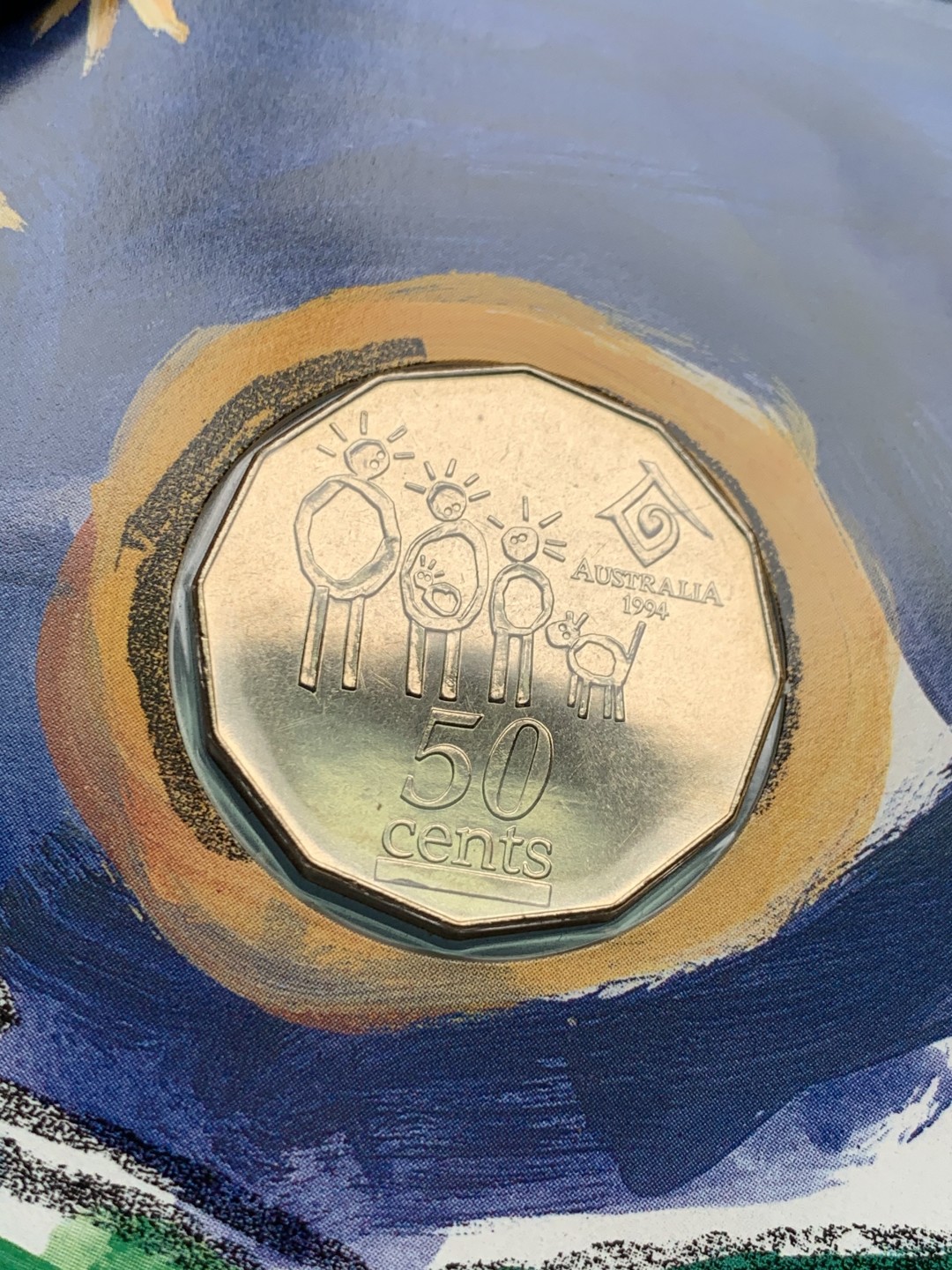 《竞宝斋》第151场-周日，周一，周四 3场 (全场包邮) 卡装 澳大利亚1994年 50分 儿童纪念镍币 带信封和邮票