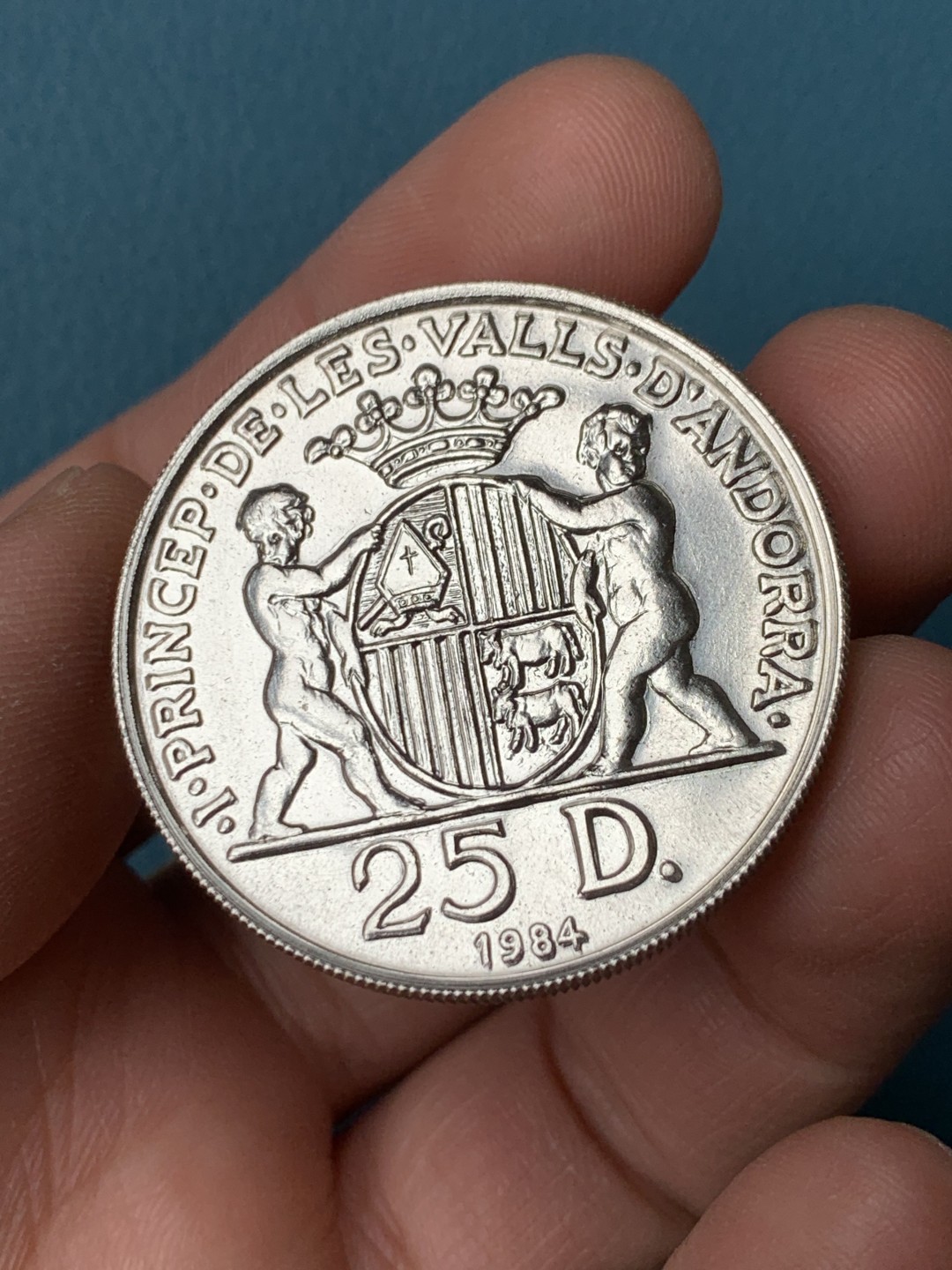 《竞宝斋》第151场-周日，周一，周四 3场 (全场包邮) 安道尔1984年 25第纳尔大银币 20克