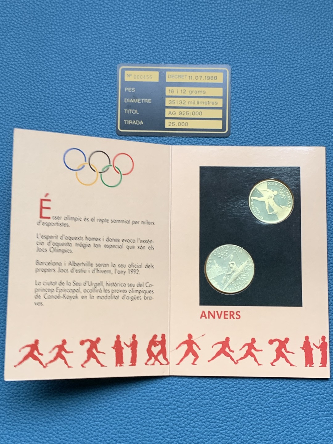 《竞宝斋》第151场-周日，周一，周四 3场 (全场包邮) 卡装 安道尔1992年 巴塞罗那奥运纪念10/20第纳尔银币16/12克， 92.5%银