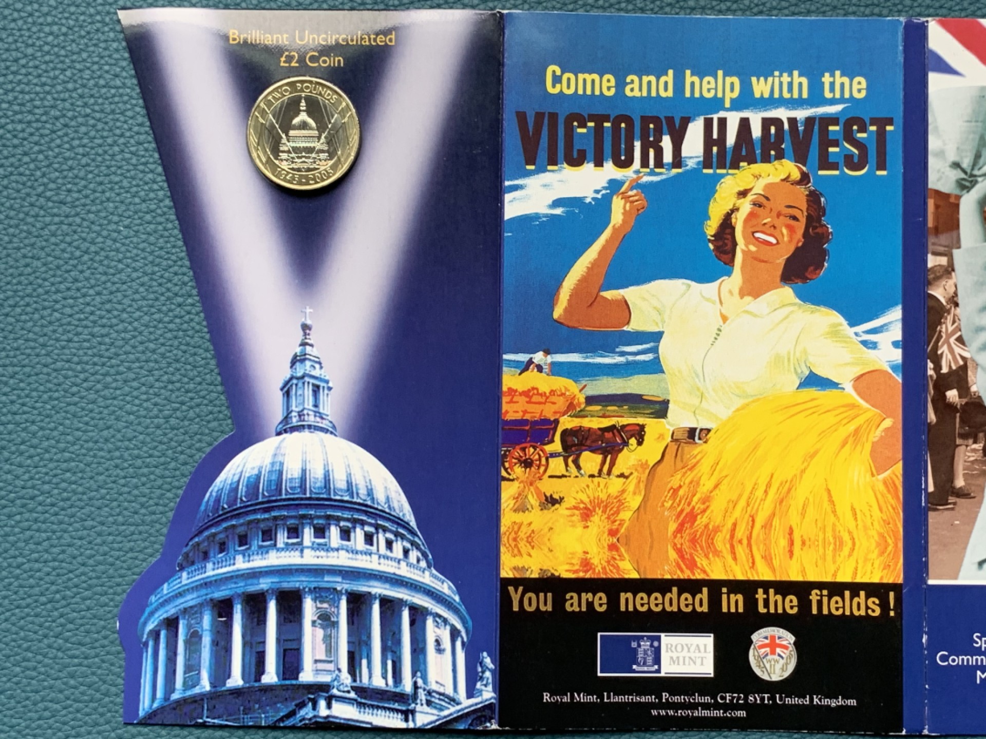 《竞宝斋》第151场-周日，周一，周四 3场 (全场包邮) 卡装 英国 2005年 纪念二战结束六十周年 2镑 原厂封装