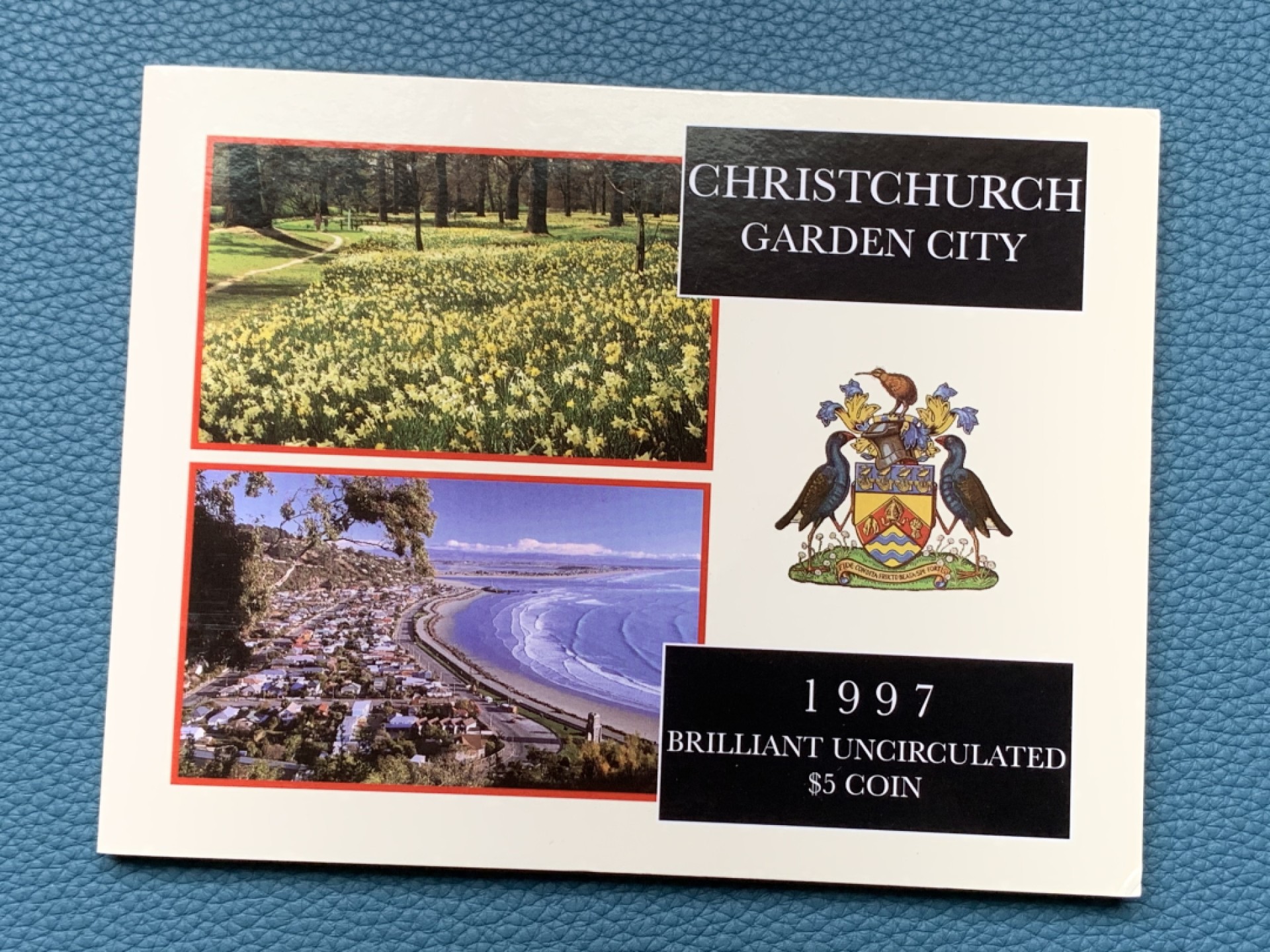 《竞宝斋》第151场-周日，周一，周四 3场 (全场包邮) 卡装 新西兰1997年 基督城纪念5元大型镍币 BU品