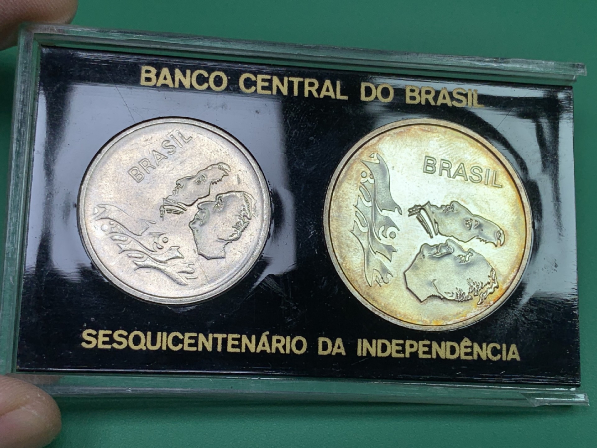 《竞宝斋》第151场-周日，周一，周四 3场 (全场包邮) 巴西 1972年 1克鲁泽 和20克鲁泽银币 一对