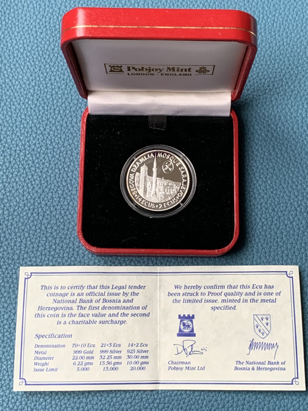 《竞宝斋》第151场-周日，周一，周四 3场 (全场包邮) 波黑 1993年14ECUS+2ECUS银币一枚 非常少见