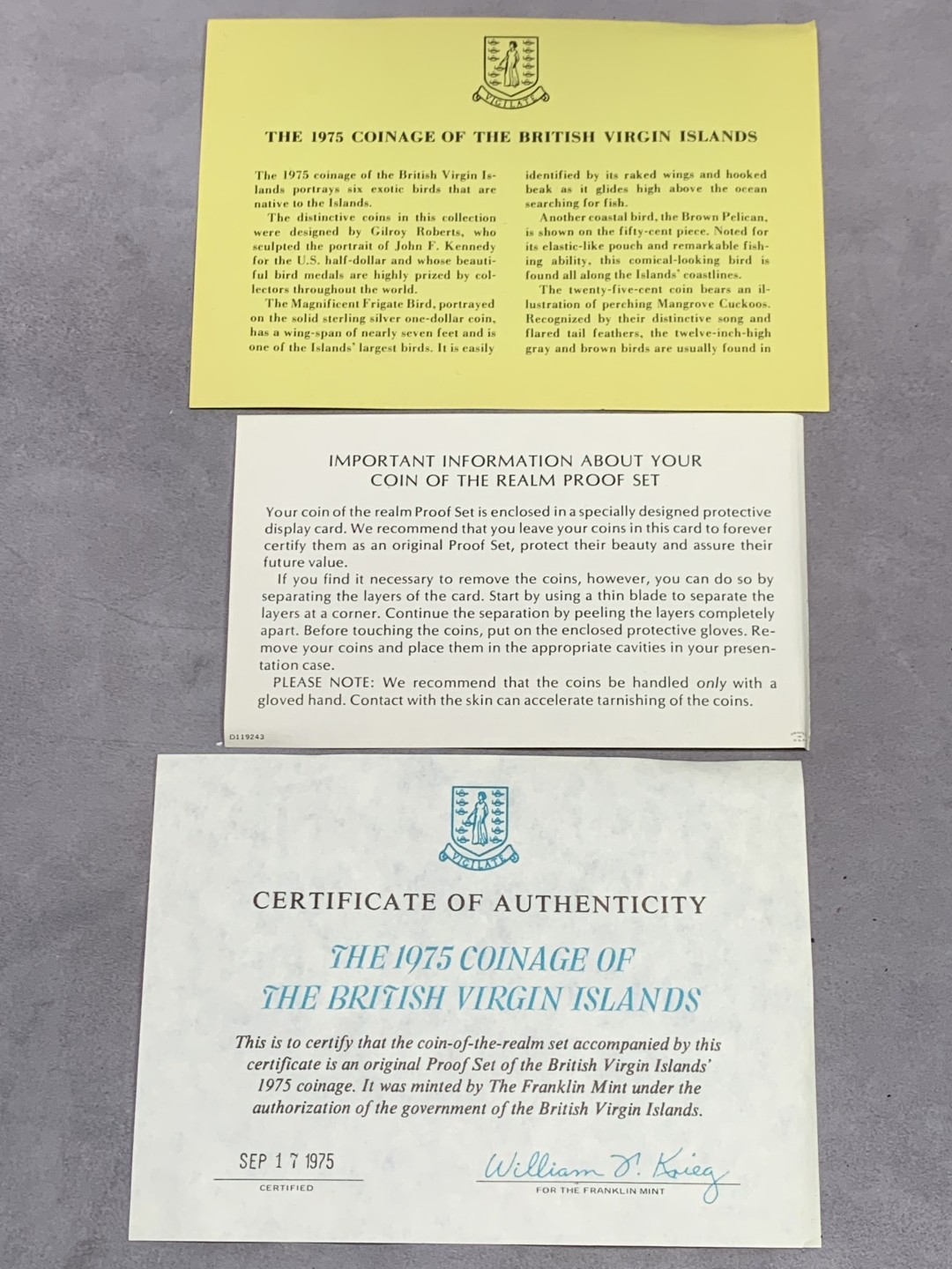 《竞宝斋》第151场-周日，周一，周四 3场 (全场包邮) 原盒 维京群岛1975年 六枚套 精制币 其中最大一枚是银币