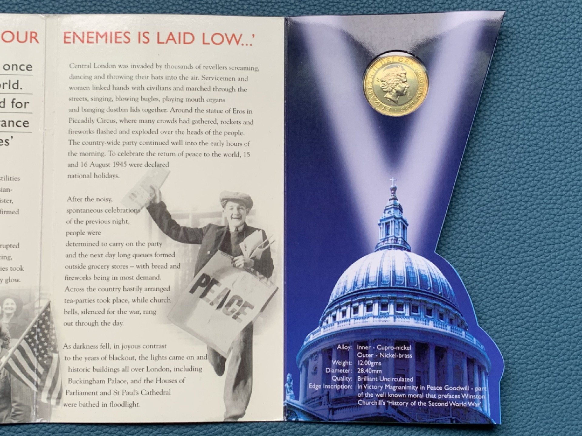 《竞宝斋》第151场-周日，周一，周四 3场 (全场包邮) 卡装 英国 2005年 纪念二战结束六十周年 2镑 原厂封装