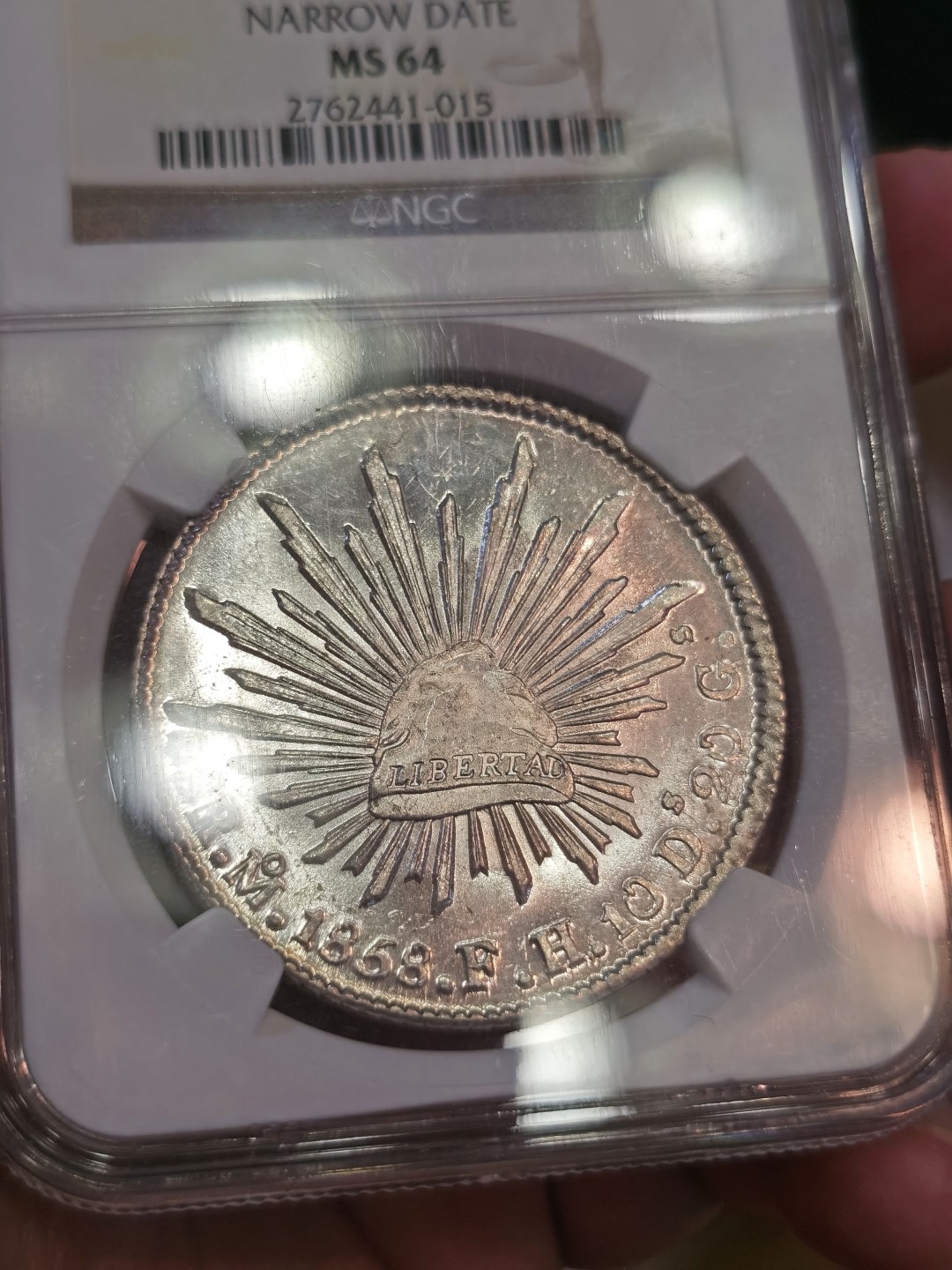 博洋堂世界钱币拍卖第022期（全场包邮） NGC MS64 墨西哥1858年MO FH版花边鹰洋 镜面感十足 N早期评级没给PL 但状态可PK所有PL鹰洋