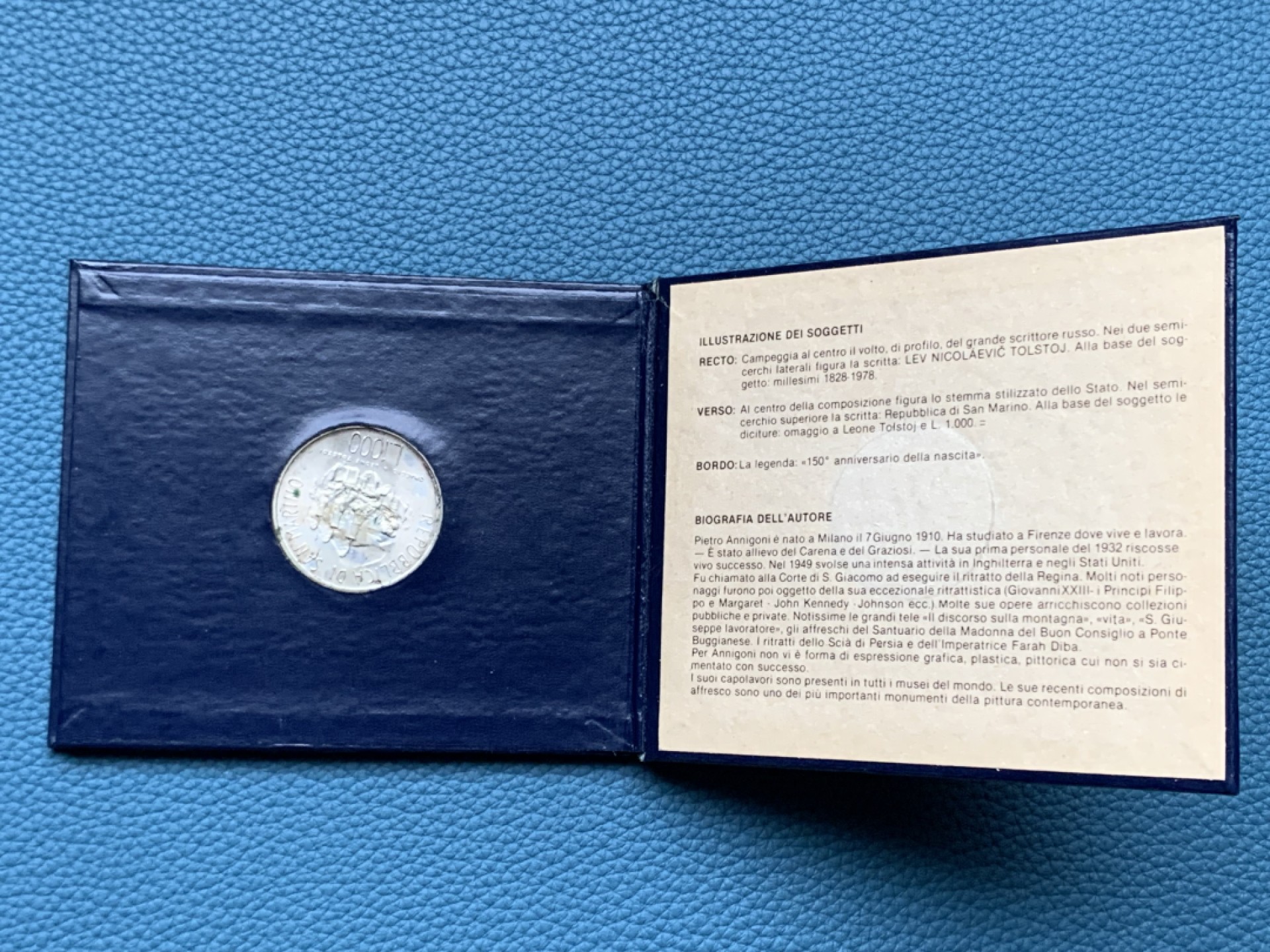 《竞宝斋》第151场-周日，周一，周四 3场 (全场包邮) 卡装 圣马力诺1978年 一百五十周年生日纪念 1000里拉银币