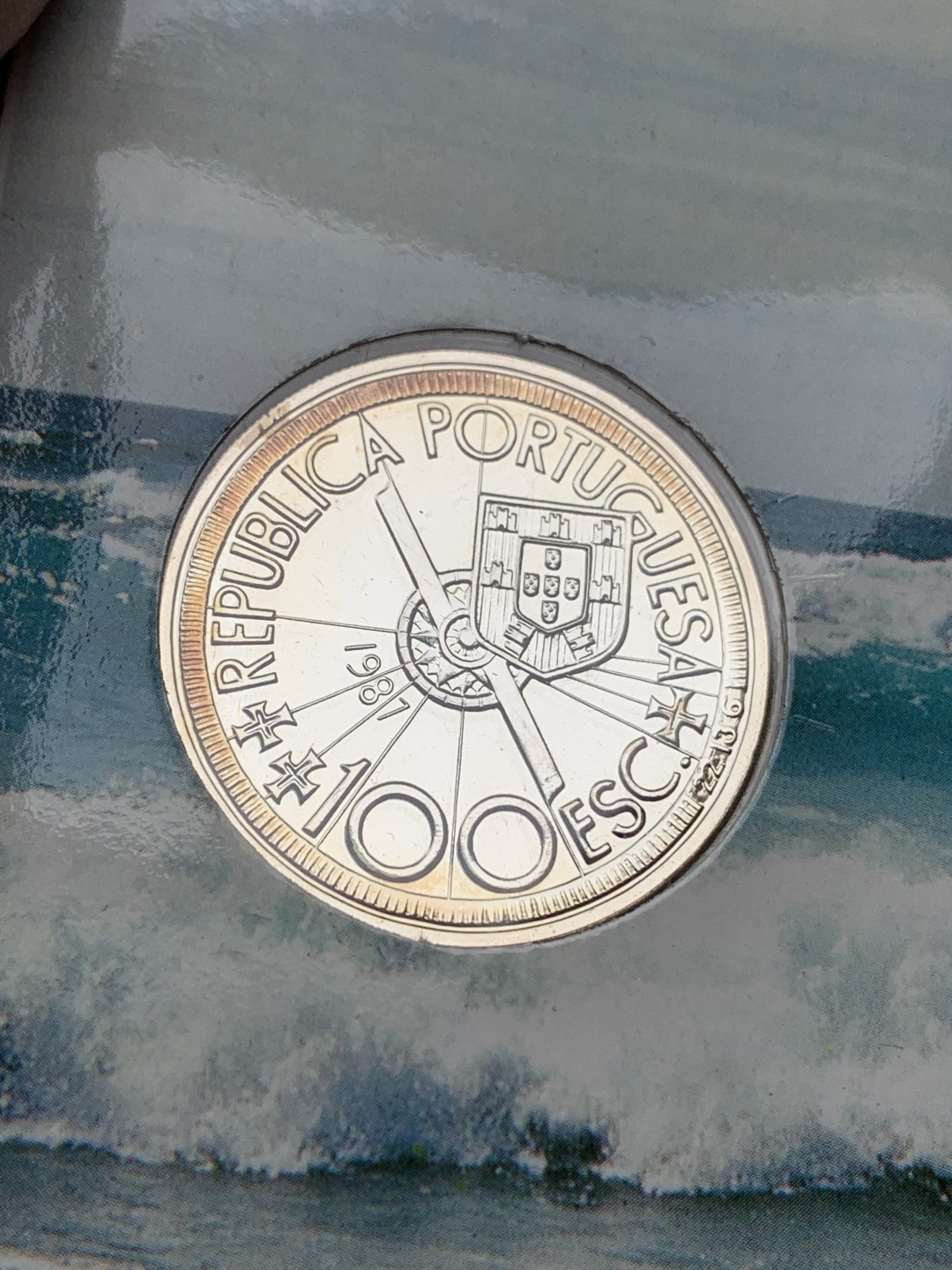 《竞宝斋》第151场-周日，周一，周四 3场 (全场包邮) 卡装 葡萄牙1987年 大航海系列 100埃斯库多银币 16.5克 92.5%银