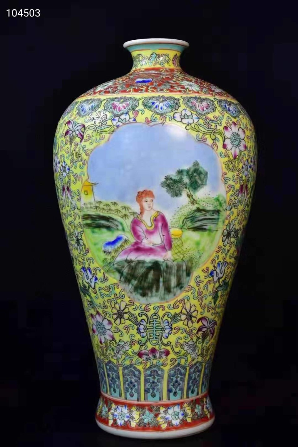 大清雍正珐琅彩人物梅瓶，器型规整精致，画工精细，纯绘画工