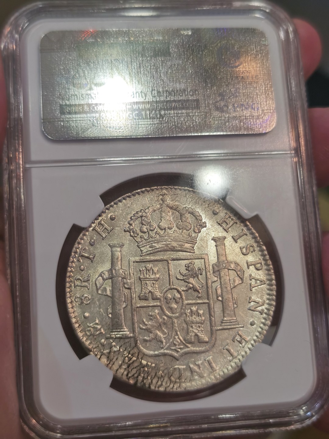 博洋堂世界钱币拍卖第022期（全场包邮） NGC MS62 西属墨西哥1809年斐迪南七世双柱 MO TH 8里亚尔 过渡年份军装版 目前价值洼地