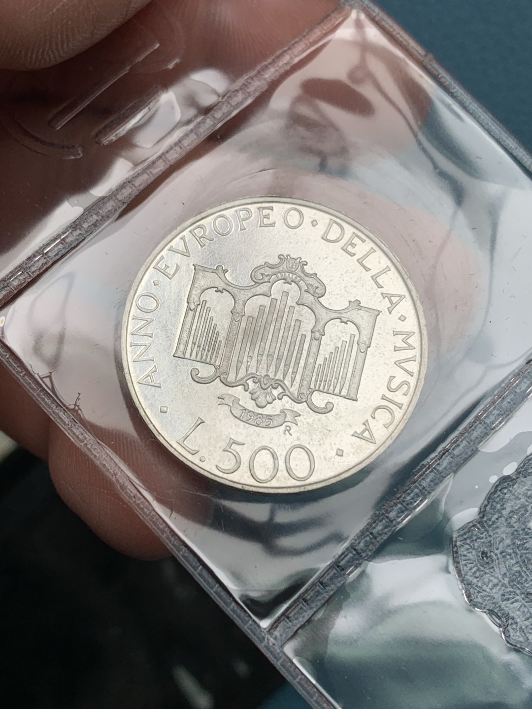 《竞宝斋》第151场-周日，周一，周四 3场 (全场包邮) 意大利1985年 欧洲音乐节 500里拉 银币