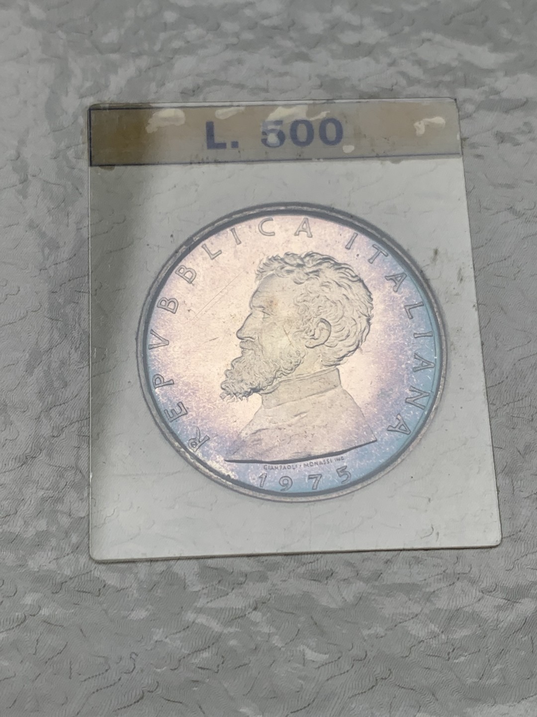 《竞宝斋》第151场-周日，周一，周四 3场 (全场包邮) 卡装 意大利1975年 米开朗基罗 500里拉银币 