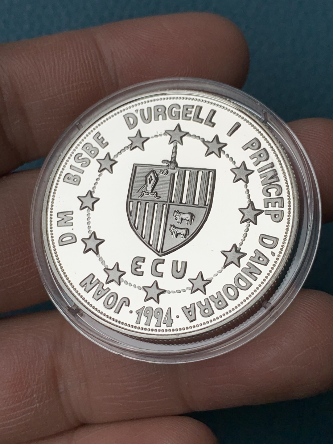 《竞宝斋》第151场-周日，周一，周四 3场 (全场包邮) 原盒 安道尔1991年 10第纳尔精制大银币