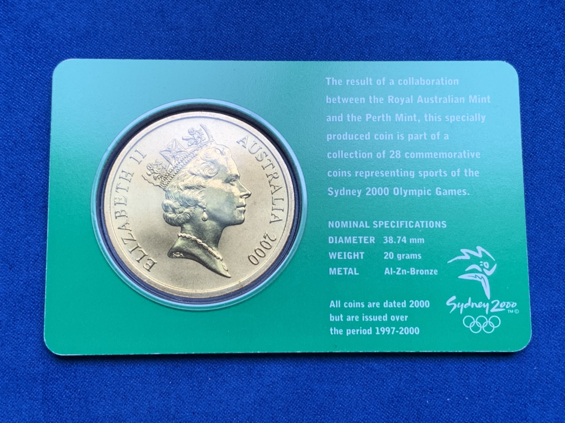 《竞宝斋》第151场-周日，周一，周四 3场 (全场包邮) 卡装 澳大利亚2000年 射箭 5元铜币