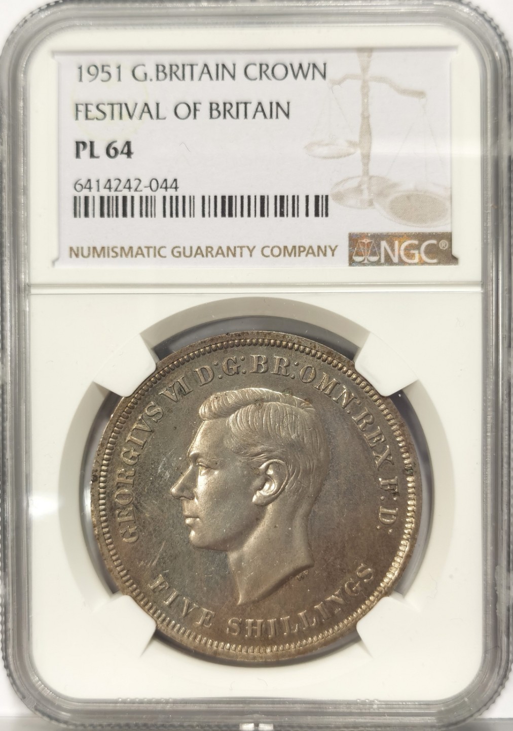 博洋堂世界钱币拍卖第022期（全场包邮） NGC PL64 1951年英国乔治六世马剑镍币
