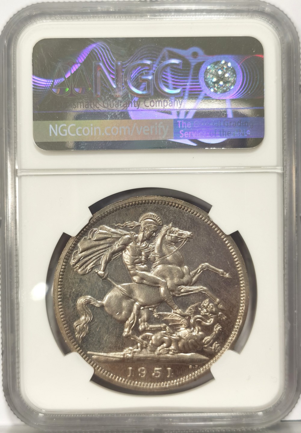 博洋堂世界钱币拍卖第022期（全场包邮） NGC PL64 1951年英国乔治六世马剑镍币